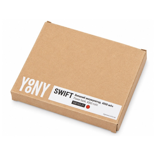 Внешний аккумулятор со встроенным кабелем Свифт, 4000 мАч, красный Внешний аккумулятор со встроенным кабелем Свифт, 4000 мАч, красный