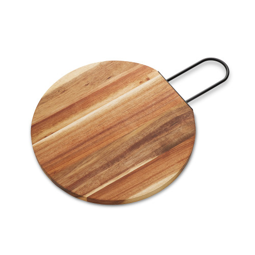 Деревянная круглая доска из акации с металлической ручкой Кира
