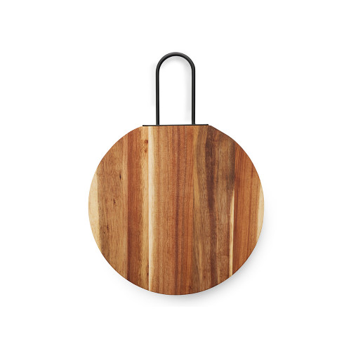 Деревянная круглая доска из акации с металлической ручкой Кира