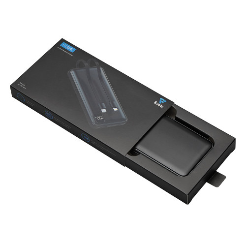 Внешний аккумулятор со встроенными кабелями Фрэйм, 10000мач, черный Внешний аккумулятор со встроенными кабелями Фрэйм, 10000мач, черный