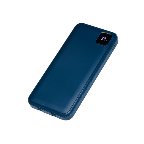 Внешний аккумулятор со встроенными кабелями Фрэйм, 10000мач, темно-синий