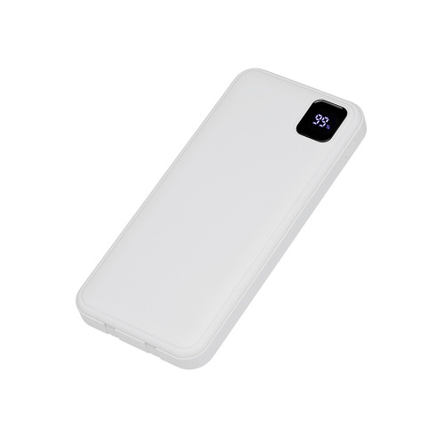 Внешний аккумулятор со встроенными кабелями Фрэйм, 10000мач, белый Внешний аккумулятор со встроенными кабелями Фрэйм, 10000мач, белый