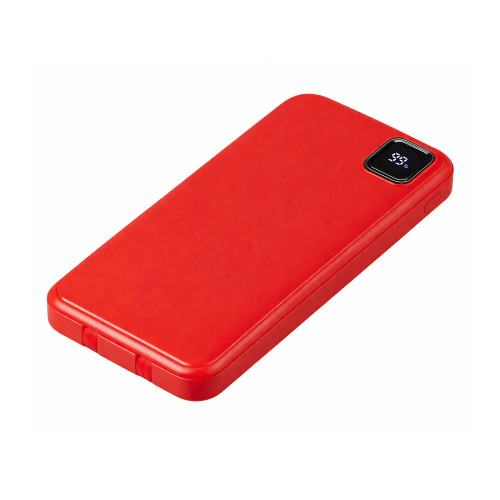 Внешний аккумулятор со встроенными кабелями Фрэйм, 10000мач, красный