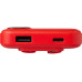 Внешний аккумулятор со встроенными кабелями Фрэйм, 10000мач, красный