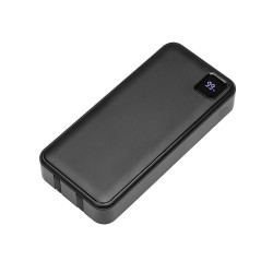 Внешний аккумулятор со встроенными кабелями Фрэйм Про, быстрая зарядка, 20000мач, черный