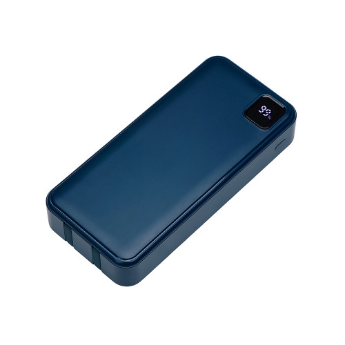 Внешний аккумулятор со встроенными кабелями Фрэйм Про, быстрая зарядка, 20000мач, тёмно-синий