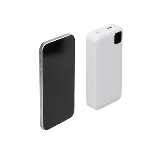 Внешний аккумулятор со встроенными кабелями Фрэйм Про, быстрая зарядка, 20000мач, белый