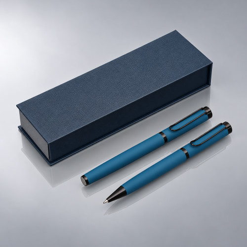 Подарочный набор из 2-х ручек Black Lama soft-touch, темно-синий Подарочный набор из 2-х ручек Black Lama soft-touch, темно-синий