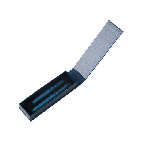 Подарочный набор из 2-х ручек Black Lama soft-touch, темно-синий