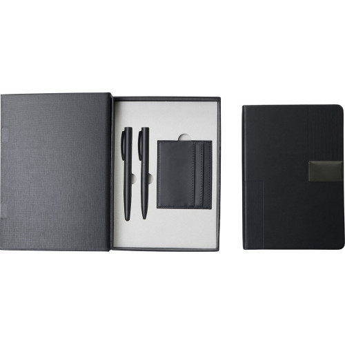 Подарочный набор Goethe с блокнотом А5, 2-мя ручками и картхолдером, черный