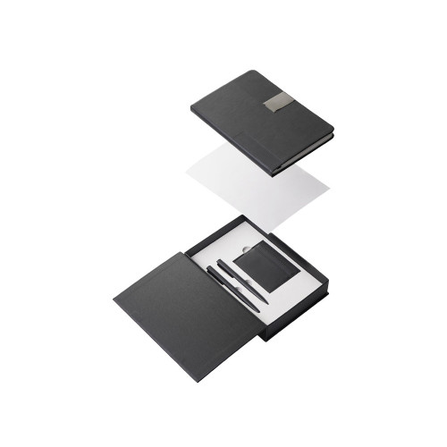 Подарочный набор Goethe с блокнотом А5, 2-мя ручками и картхолдером, черный