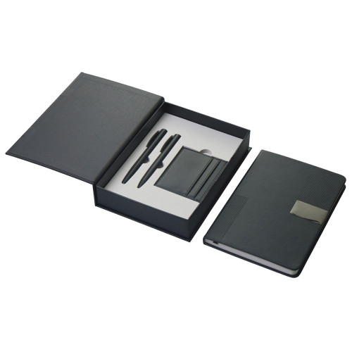 Подарочный набор Goethe с блокнотом А5, 2-мя ручками и картхолдером, черный