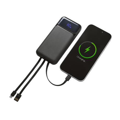 Подарочный набор Tesla с блокнотом А5, ручкой и пауэрбенком на 10 000 mAh, черный