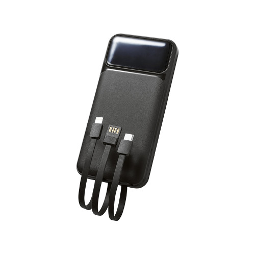 Подарочный набор Tesla с блокнотом А5, ручкой и пауэрбенком на 10 000 mAh, черный