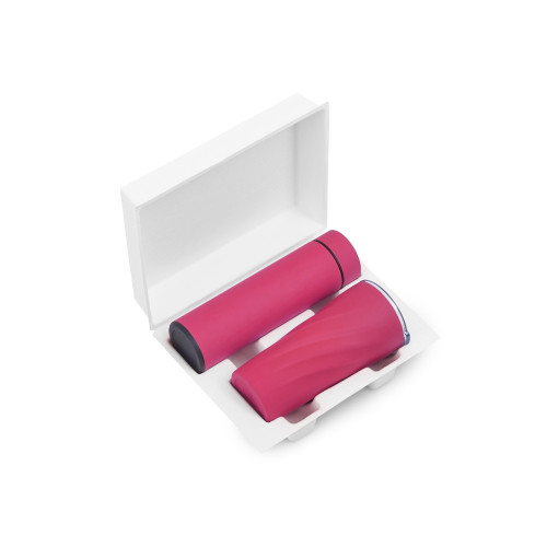 Подарочный набор FAMILY с термосом и термокружкой, розовый