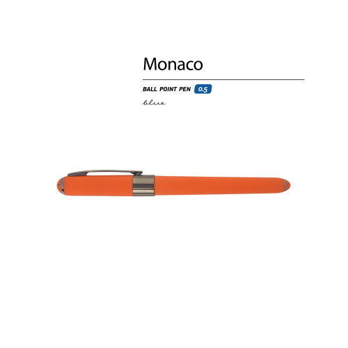 Ручка пластиковая шариковая Monaco, 0,5мм, синие чернила, оранжевый/вороненая сталь Ручка пластиковая шариковая Monaco, 0,5мм, синие чернила, оранжевый/вороненая сталь