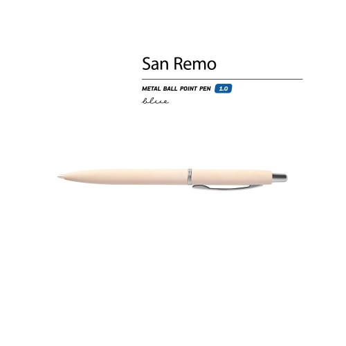Ручка металлическая шариковая San Remo, софт-тач, 1.0 мм, пудровый Ручка металлическая шариковая San Remo, софт-тач, 1.0 мм, пудровый