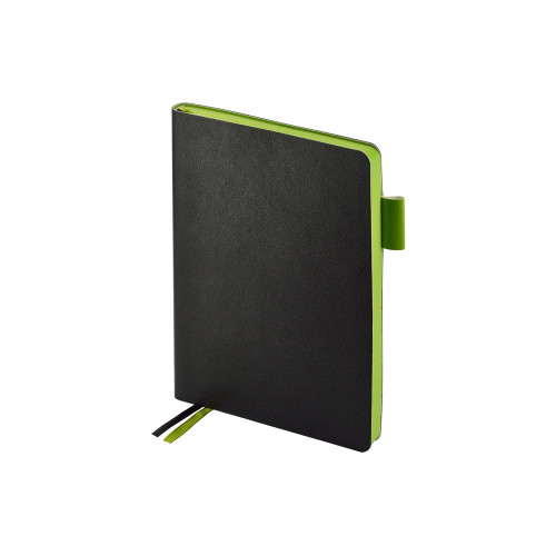 Ежедневник А5 датированный Boston 2026, черный с салатовым обрезом Ежедневник А5 датированный Boston 2026, черный с салатовым обрезом