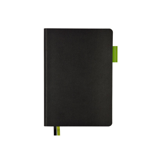 Ежедневник А5 датированный Boston 2026, черный с салатовым обрезом Ежедневник А5 датированный Boston 2026, черный с салатовым обрезом