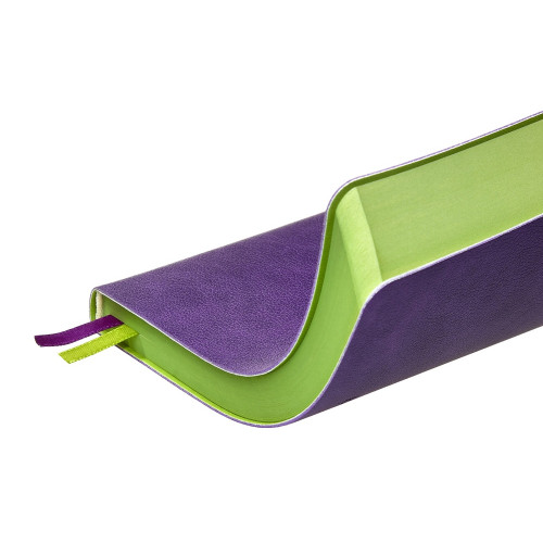 Ежедневник А5 датированный Boston 2026, фиолетовый с салатовым обрезом