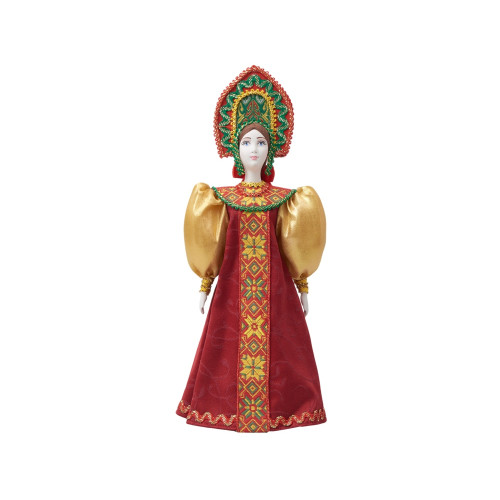 Подарочный набор: кукла фарфоровая, чай Малина с мятой, красный