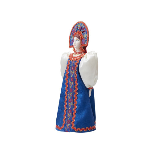 Подарочный набор: кукла фарфоровая, чай Малина с мятой, синий