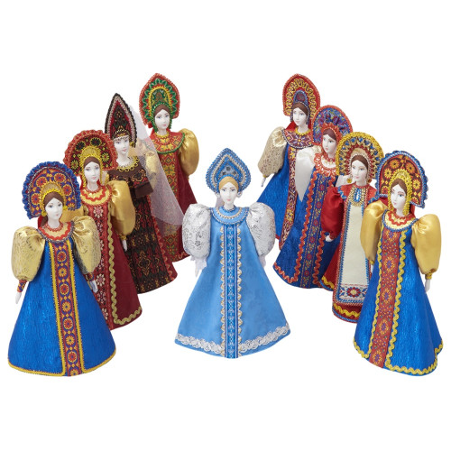 Подарочный набор: кукла фарфоровая, чай Малина с мятой, синий