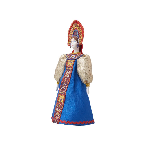 Подарочный набор: кукла фарфоровая, чай Малина с мятой, синий