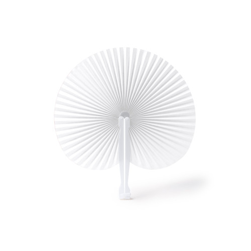 Складной круглый веер-пайпай с пластиковыми стержнями, белый