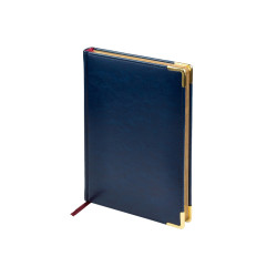 Ежедневник А5 датированный Sidney Nebraska 2026, синий (золотой обрез, золотые уголки)