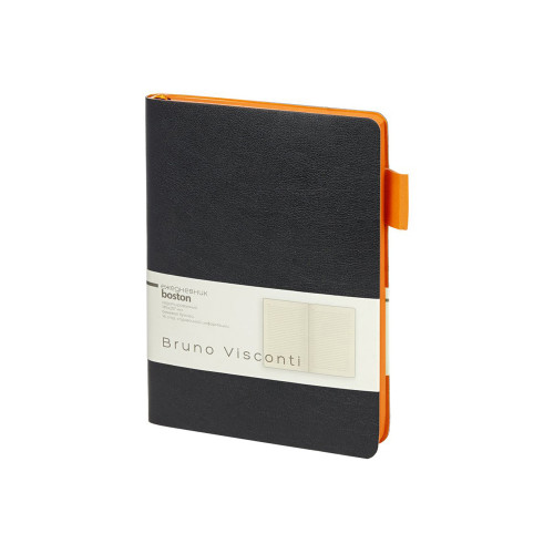 Ежедневник недатированный А5 Boston, черный (оранжевый обрез)