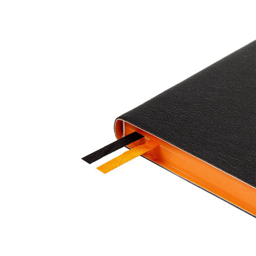 Ежедневник недатированный А5 Boston, черный (оранжевый обрез)