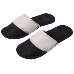 Тапочки белые/серые с отворотом без вышивки