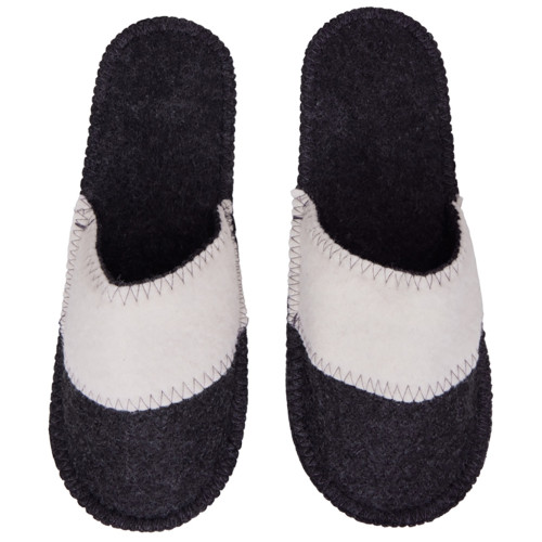 Тапочки белые/серые с отворотом без вышивки Тапочки белые/серые с отворотом без вышивки