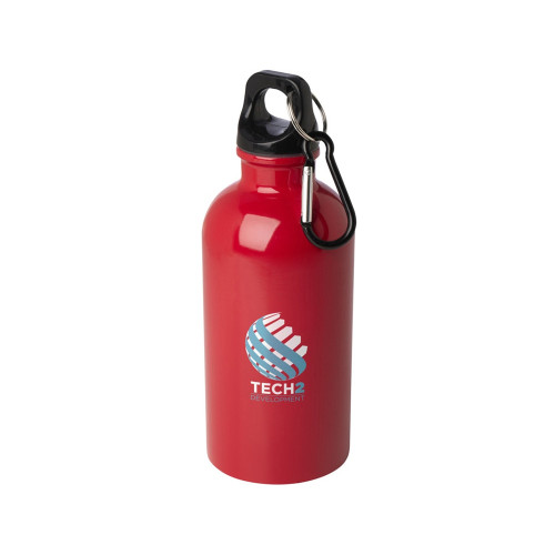 Одностенная бутылка для воды с карабином Oregon, изготовленная из нержавеющей стали, сертифицированной по стандарту RCS, объемом 400 мл - Красный