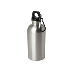 Одностенная бутылка для воды с карабином Oregon, изготовленная из нержавеющей стали, сертифицированной по стандарту RCS, объемом 400 мл - Серебряный