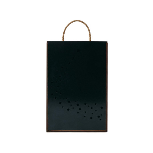 Подарочная коробка из фанеры Constellation 330х220х100 мм, фанера 6 мм, крышка на выдвижных пазах черная ЛХДФ 3 мм, бечевка