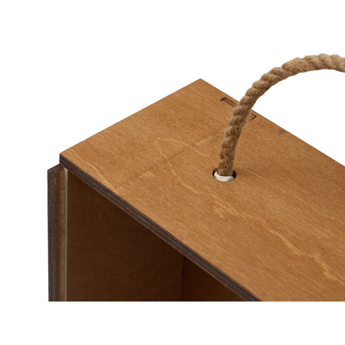 Подарочная коробка из фанеры Constellation 330х220х100 мм, фанера 6 мм, крышка на выдвижных пазах черная ЛХДФ 3 мм, бечевка