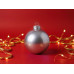 Стеклянный елочный шар Christmas bauble, серебро, металлик, с серебристым колпачком в черной коробке
