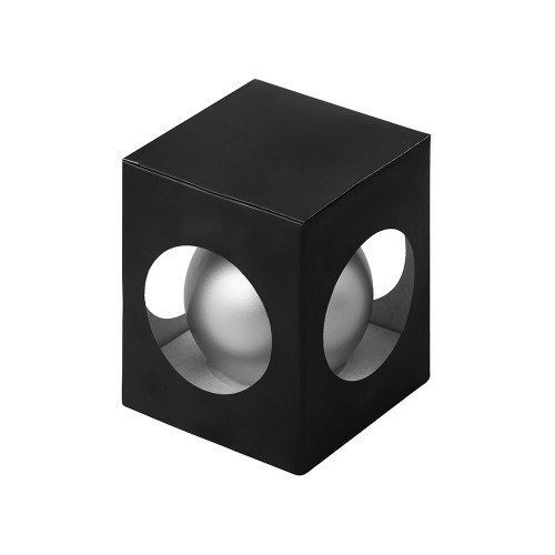 Стеклянный елочный шар Christmas bauble, серебро, металлик, с серебристым колпачком в черной коробке