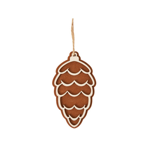 Подвеска шишка с цветной подложкой, коричневая подложка