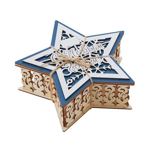 Шкатулка из фанеры в виде звезды Asteris, сине-серебристый