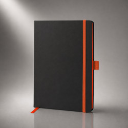 Блокнот ColorNote Black, твердая обложка A5, 80 листов, черный с оранжевым