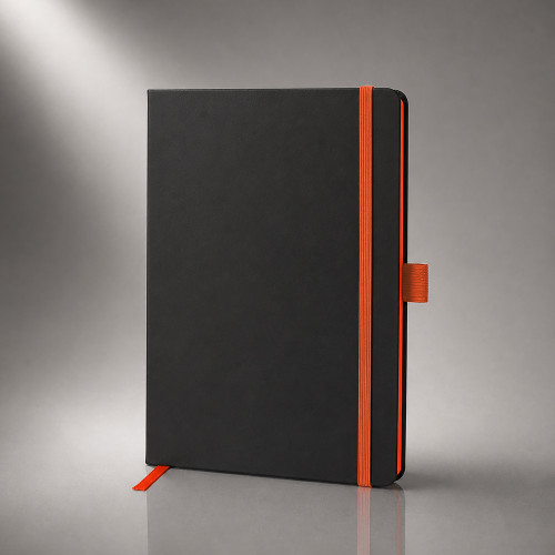 Блокнот ColorNote Black, твердая обложка A5, 80 листов, черный с оранжевым