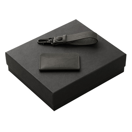 Подарочный набор Long River: картхолдер, ремешок для ключей, черная коробка Подарочный набор Long River: картхолдер, ремешок для ключей, черная коробка