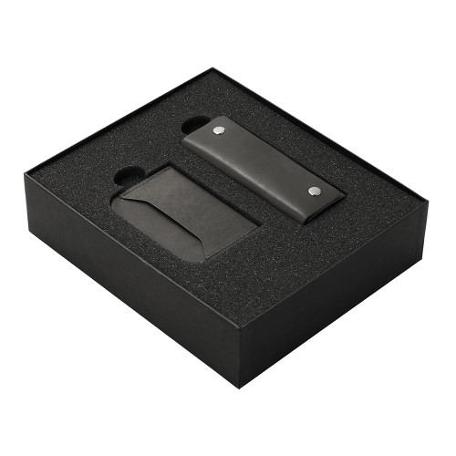 Подарочный набор Long River: картхолдер, ключница (без лого Long River), черная коробка Подарочный набор Long River: картхолдер, ключница (без лого Long River), черная коробка