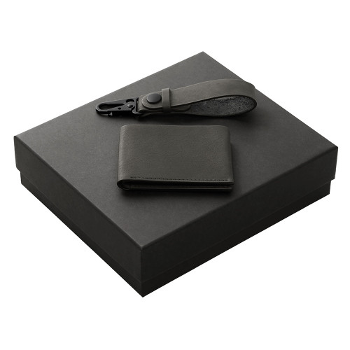 Подарочный набор Long River: кошелек, ремешок для ключей (без лого Long River), черная коробка
