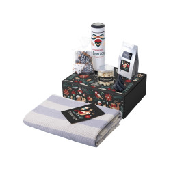 Подарочный набор c пледом, термосом, свечой и миндалем, белый