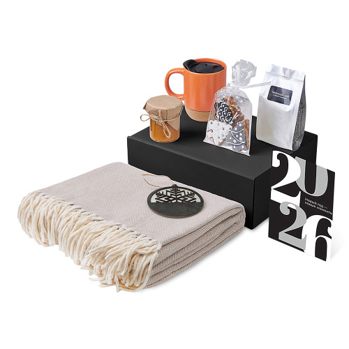 Подарочный набор c пледом, кружкой и вареньем, оранжевый