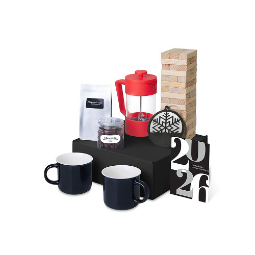 Подарочный набор c френчпрессом, кружками и чаем, красный